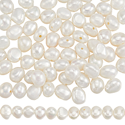 Кремово-белый 2 бусины из натурального культивированного пресноводного жемчуга, барочный жемчуг кеши жемчужные бусы, двух сторон полированной, кремово-белые, 3.5~4x3.5~4.5x2.5~3 мм, отверстие : 0.5 мм, около 51 шт / нитка, 7.24 дюйм (18.4 см)