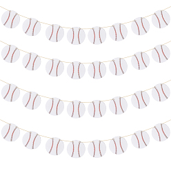 Белый 8 пакеты бумажные бейсбольные подвесные баннеры, украшения для спортивных вечеринок, с односторонней самоклеящейся лентой, белые, 120x0.3 мм