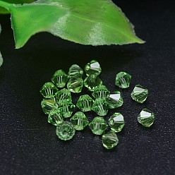 Light Green Faceted Imitation Austrian Crystal Bead Strands, Grade AAA, Bicone, Light Green, 6x6mm, Hole: 0.7~0.9mm, about 360pcs/bag