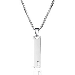 Letter L 304 Прямоугольная цепочка из нержавеющей стали с подвеской в виде буквы., не тускнеет, Письмо L, 22.83 дюйм (58 см)