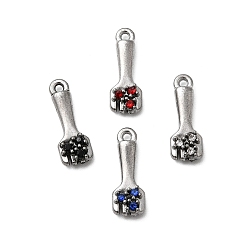 Нержавеющая Сталь Цвет 304 подвески из нержавеющей стали с микропаве из стразов, вилочные подвески, цвет нержавеющей стали, 16.5x6x3.5 мм, отверстие : 1.2 мм