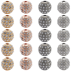 (52) Непрозрачная лаванда 20шт 4 цвета сплава горный хрусталь бусины, круглые, разноцветные, 8x8 мм, отверстие : 1.5 мм, 5 шт / цвет