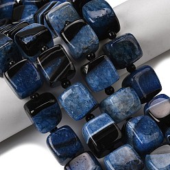 Васильковый Природный агат бисер нитей, окрашенная и подогревом, кубические, с бисером, васильковый, 14~17x14~17x14~16 мм, отверстие : 1.4~1.6 мм, около 22 шт / нитка, 16.34''~16.73'' (41.5~42.5 см)