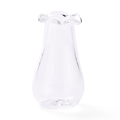 Clear Miniature Glass Vase Ornaments, Micro Toys Dollhouse Accessories Pretending Prop Decorations, Clear, 27.5~29x15.5~16mm, Hole: 6mm