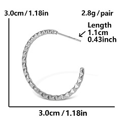 Платина 304 серьги-гвоздики из нержавеющей стали в европейском и американском стиле с увеличенным кругом для женщин, повседневные металлические украшения для ушей, платина, 30x30 мм