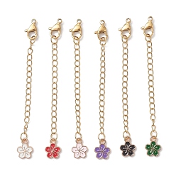 (52) Непрозрачная лаванда 6 шт. 304 удлинитель цепи из нержавеющей стали, цветок, с сплава эмали прелести, разноцветные, 78 мм, о 6 шт / комплект