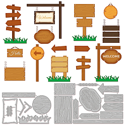 Mixed Shapes Трафареты для резки дорожных знаков из углеродистой стали, для diy scrapbooking, Фотоальбом, декоративная бумага для тиснения, цвет нержавеющей стали, разнообразные, 110~154x70~90x0.8 мм, 2 шт / комплект