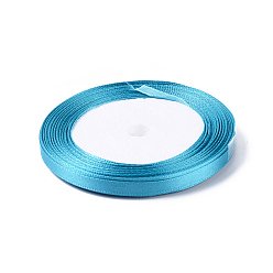 Deep Sky Blue Single Face Satin Ribbon, Polyester Ribbon, Deep Sky Blue, 1/4 inch(6mm), about 25yards/roll(22.86m/roll), 10rolls/group, 250yards/group(228.6m/group)