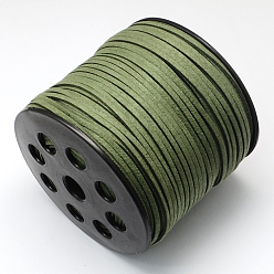 Dark Olive Green Faux Suede Cord, Faux Suede Lace, Dark Olive Green, 2.7x1.4mm, about 98.42 yards(90m)/roll