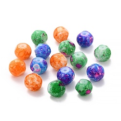 Mixed Color Polygon Opaque Glass Beads, Mixed Color, 8x7mm, Hole: 1.2mm