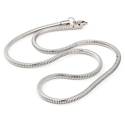 Нержавеющая Сталь Цвет 201 круглые ожерелья в виде змеи из нержавеющей стали для женщин, цвет нержавеющей стали, 17.72 дюйм (45 см), шириной 3.2 мм 