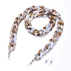 Tan Eyeglasses Chains, Neck Strap for Eyeglasses, with Acrylic Curb Chains, 304 Stainless Steel Lobster Claw Clasps and  Rubber Loop Ends, Tan, 30.7 inch(78cm)