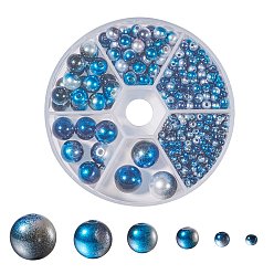 Midnight Blue Rainbow ABS Plastic Imitation Pearl Beads, Gradient Mermaid Pearl Beads, Round, Midnight Blue, 3mm/4mm/6mm/8mm/10mm/12mm, Hole: 1~2mm, 564pcs/box
