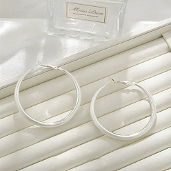 Серебро Латунь обруч серьги для женщин, серебряные, 53x4.5 мм