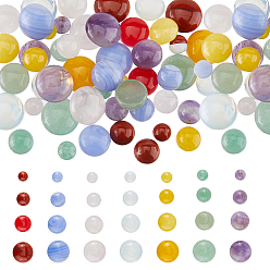 Смешанные камни 56шт. 28 стили натуральные и синтетические смешанные драгоценные камни кабошоны, плоско-круглые, окрашенные и неокрашенные, 6~12.5x3~5.5 мм, 2 шт / стиль