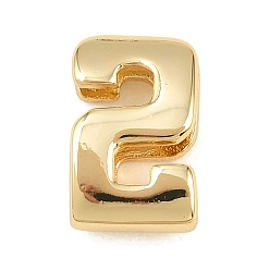 Настоящее золото 18K Номер 2 латунные бусины, долговечный, стойки покрытие, без свинца и без кадмия, реальный 18 k позолоченный, 14x9x5 мм, отверстие : 11x3 мм