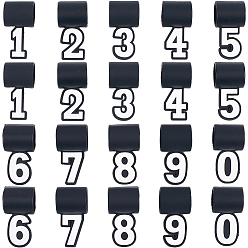 Черный 20шт. 10 стили силиконовых подвесок, числовые прелести, чёрные, 34~34.5x17x15 мм, отверстие : 11 мм, 2 шт / стиль
