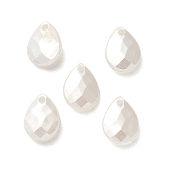 Белый Абс акриловые подвески, граненые, слеза, белые, 12x9x3.5 мм, отверстие : 1.5 мм