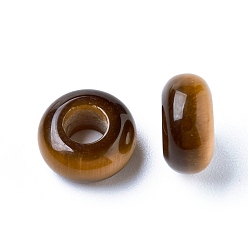 Tiger Eye Natural Tiger Eye European Beads, Large Hole Beads, Rondelle, 12x6mm, Hole: 5mm