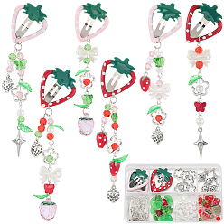 (52) Непрозрачная лаванда Набор для самостоятельного изготовления заколок для волос, включая железные и эмалевые заколки-кнопки, подвески из акрила и сплава со стразами, стеклянные, лэмпворк и бусины из сплава, латунные открытые соединительные кольца, штифты с ушком и плоские головки, разноцветные, 35.5x28x2 мм