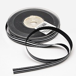 Черный Полоса рисунок напечатан Grosgrain ленты для подарочной упаковки, черные и белые, 3/8 дюйм (9 мм), о 100yards / рулон (91.44 м / рулон)
