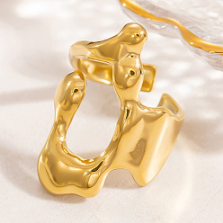 Золотой 304 из нержавеющей стали Манжета кольца для женщин, самородки, золотые, размер США 7 1/4 (17.5 мм)