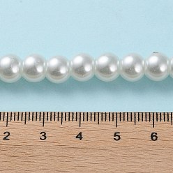 White Glass Pearl Beads Strands, Pearlized, Round, White, 8mm, Hole: 1mm, about 100pcs/strand, 30.71 inch(78cm)