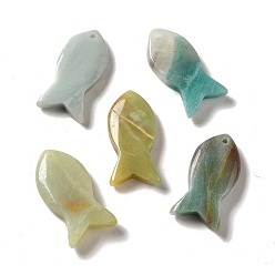 Flower Amazonite Подвески из натуральных цветов амазонита, рыбы прелести, 39x20x7~7.5 мм, отверстие : 2.3 мм