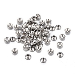 Нержавеющая Сталь Цвет Не тускнеет 201 колпачки из нержавеющей стали, полукруглый, цвет нержавеющей стали, 3x1.5 мм, отверстие : 0.8 мм