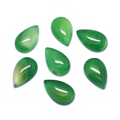 Natural Agate Natural Dyed & Heated Green Onyx Agate Cabochons, teardrop, 25x15.5x7mm