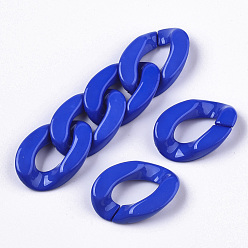 Blue Opaque Acrylic Linking Rings, Quick Link Connectors, for Curb Chains Making, Twist, Blue, 30x21x6mm, Inner Diameter: 16x8mm