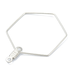 Stainless Steel Color Non-Tarnish 316 Stainless Steel Earring Findings, Hexagon, Stainless Steel Color, 35x25x1.2mm, Hole: 1.2mm