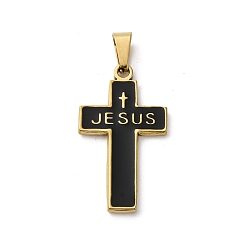 Золотой 201 подвески из нержавеющей стали, с эмалью, вакуумное покрытие pvd, крест очарование, золотые, 30.2x17.5x2 мм, отверстие : 6x3.5 мм