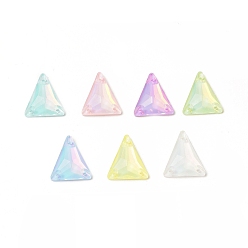 Mixed Color Mocha Effect Triangle Shape Sew on Rhinestone, K5 Glass Rhinestone, Multi-Strand Link, Plated Flat Back, Sewing Craft Decoration, Mixed Color, 21x18x5mm, Hole: 1.4mm