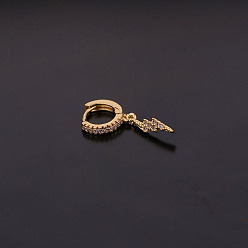 Lightning Bolt Латунные серьги-кольца из прозрачного кубического циркония, золотые, удар молнии, 8 мм