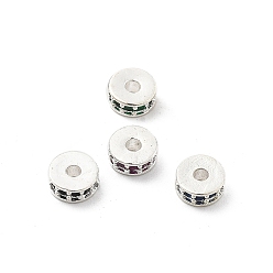 Серебро Латунные микро проложить кубического циркония бусы, долговечный, стойки покрытие, плоско-круглые, серебряные, 6x2.5 мм, отверстие : 1.8 мм