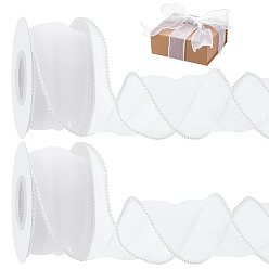 Белый 5 лента из органзы и пластика с пластиковой жемчужиной по краю, для одежды платье швейные принадлежности, белые, 2-3/8 дюйм (60 мм)