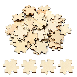 Blanched Almond 100Pcs Wood Cabochons, Puzzle, Blanched Almond, 29x30x3mm