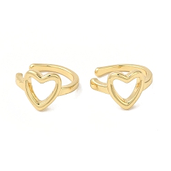Сердце Женские серьги-манжеты из настоящей позолоченной латуни 18k, сердце, 11.5x7 мм