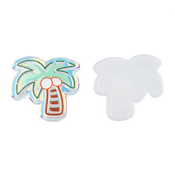 Aquamarine Transparent Printed Acrylic Cabochons, Coconut Tree, Aquamarine, 24x23x2.5mm