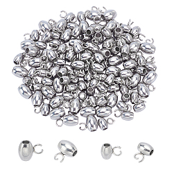 Stainless Steel Color 120Pcs 2 Style 304 Stainless Steel Tube Bails, Loop Bails, Oval, Stainless Steel Color, 60pcs/style