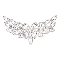 Серебро Латунный кристалл стразы шитье украшать, тема свадьбы, платье обувь украшения одежды, цветок, серебряные, 90x181x6 мм