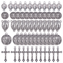Antique Silver DIY Bracelet Making, with Tibetan Style Pendants, Beads, Links, Antique Silver, 60pcs/box