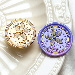 Цветок Сургучная печать, латунные головки штампов, для сургучной печати, золотые, цветок, 30x14 мм, внутренний диаметр: 7 мм