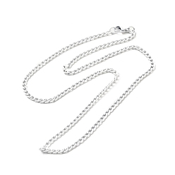 White Spray Painted 201 Stainless Steel Curb Chain Necklaces, with Lobster Claw Clasp, White, 17-3/4 inch(45.3cm)