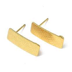 Золотой Ионное покрытие (ip) 304 серьги-гвоздики из нержавеющей стали, с вертикальными петлями, текстурированный прямоугольник, золотые, 20x8 мм, отверстие : 2.5 мм, штифты : 0.8 мм
