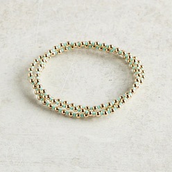 Аквамарин 3 Набор эластичных браслетов из CCB и стеклянного бисера для женщин, круглый и колонки, аквамарин, 6.50 дюйм (16.5 см)