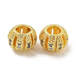 Golden Gestell Messing Zirkonia Perlen, langlebig überzogen, Bleifrei und cadmium frei, Rondell, golden, 7.5x6 mm, Bohrung: 3.3 mm