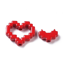 Red 2Pcs Spray Painted Alloy Beads, Heart, Red, 6.5~13.5x10.5~16x3.5mm, Hole: 1.6mm