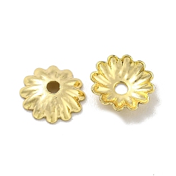 Золотой Сплав шарик крышки, долговечный, без свинца и без кадмия, цветок, реальный 14 k позолоченный, 5.5x1.5 мм, отверстие : 1.2 мм